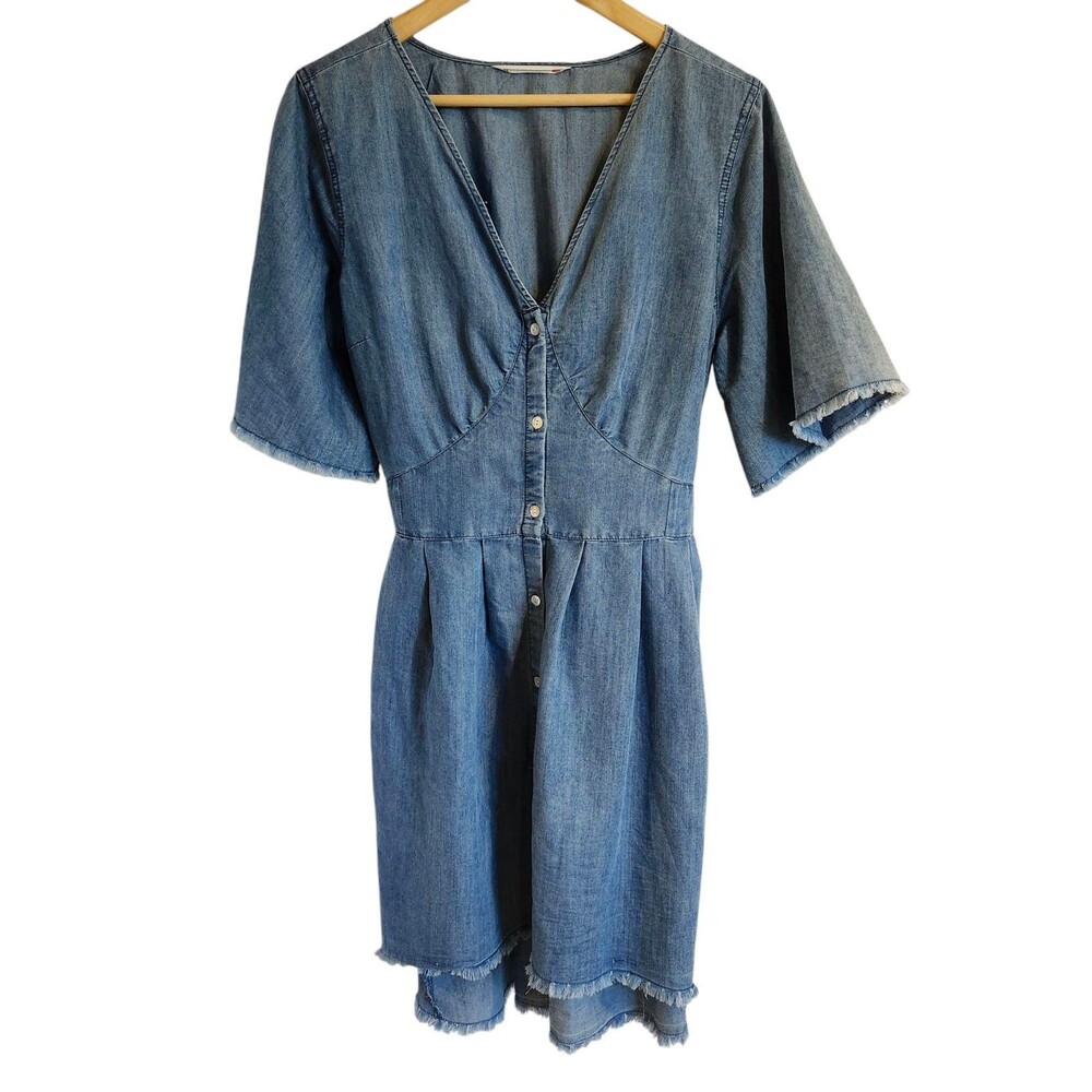 Given Kale Shirt Dress Size‎ XL Short Sleeve Chambray Button Front Prairie Boho